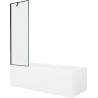 Mexen Cubik Rechteckige Badewanne 150 x 70 cm mit Verkleidung und 1-flügeliger Duschabtrennung 60 cm, schwarzes Muster