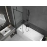 Mexen Cubik Rechteckige Badewanne 150 x 70 cm mit Verkleidung und 1-flügeliger Duschabtrennung 60 cm, schwarzes Muster
