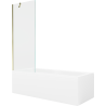 Mexen Cubik rechteckige Badewanne 150 x 70 cm mit Verkleidung und 1-flügliger Duschabtrennung 70 cm, transparent, gold - 5503150