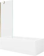 Mexen Cubik Rechteckige Badewanne 150 x 70 cm mit Verkleidung und 1-flügeliger Duschwand 70 cm, transparent, goldfarben