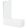 Mexen Cubik Rechteckige Badewanne 150 x 70 cm mit Verkleidung und 1-flügeliger 90 cm Duschabtrennung, transparent, Chrom