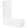 Mexen Cubik Rechteckige Badewanne 150 x 70 cm mit Verkleidung und 1-flügeliger 90 cm Duschabtrennung, transparent, gold
