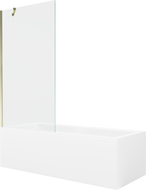 Mexen Cubik Rechteckige Badewanne 150 x 70 cm mit Verkleidung und 1-flügeliger 90 cm Duschabtrennung, transparent, gold