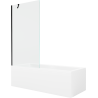 Mexen Cubik rechteckige Badewanne 150 x 70 cm mit Verkleidung und 1-flügeliger, 90 cm transparenter, schwarzer Trennwand
