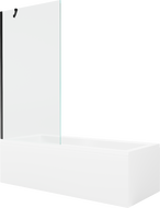 Mexen Cubik rechteckige Badewanne 150 x 70 cm mit Verkleidung und 1-flügeliger, 90 cm transparenter, schwarzer Trennwand