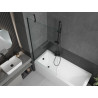 Mexen Cubik rechteckige Badewanne 150 x 70 cm mit Verkleidung und 1-flügeliger, 90 cm transparenter, schwarzer Trennwand