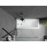 Mexen Cubik rechteckige Badewanne 150 x 70 cm mit Verkleidung und 1-flügeliger, 90 cm transparenter, schwarzer Trennwand