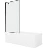 Mexen Cubik rechteckige Badewanne 150 x 70 cm mit Verkleidung und 1-flügeliger Abtrennung 90 cm, schwarzes Muster