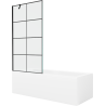 Mexen Cubik Rechteckige Wanne 150 x 70 cm mit Verkleidung und 1-flügeliger Abtrennung 90 cm, schwarzes Muster