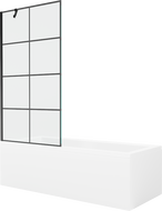 Mexen Cubik Rechteckige Wanne 150 x 70 cm mit Verkleidung und 1-flügeliger Abtrennung 90 cm, schwarzes Muster