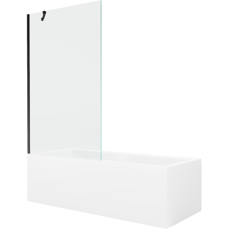 Mexen Cubik Rechteckige Badewanne 150 x 70 cm mit Verkleidung und 1-flügeliger Faltwand 100 cm, transparent, schwarz