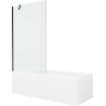 Mexen Cubik Rechteckige Badewanne 150 x 70 cm mit Verkleidung und 1-flügeliger Faltwand 100 cm, transparent, schwarz