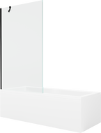 Mexen Cubik Rechteckige Badewanne 150 x 70 cm mit Verkleidung und 1-flügeliger Faltwand 100 cm, transparent, schwarz