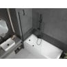 Mexen Cubik Rechteckige Badewanne 150 x 70 cm mit Verkleidung und 1-flügeliger Faltwand 100 cm, transparent, schwarz
