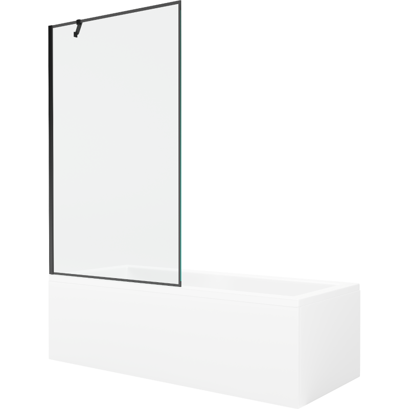Mexen Cubik Rechteckige Wanne 150 x 70 cm mit Verkleidung und 1-flügeliger 100 cm Duschabtrennung, schwarzes Muster