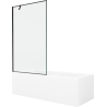 Mexen Cubik Rechteckige Wanne 150 x 70 cm mit Verkleidung und 1-flügeliger 100 cm Duschabtrennung, schwarzes Muster