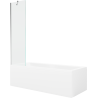 Mexen Cubik Rechteckige Badewanne 160 x 70 cm mit Verkleidung und 1-flügeliger Trennwand 50 cm, transparent, Chrom