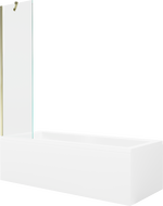 Mexen Cubik Rechteckige Badewanne 160 x 70 cm mit Verkleidung und 1-flügeliger 50 cm Duschwand, transparent, gold