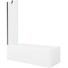Mexen Cubik Rechteckige Badewanne 160 x 70 cm mit Verkleidung und 1-flügeliger 50 cm Duschwand, transparent, schwarz