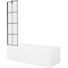 Mexen Cubik rechteckige Badewanne 160 x 70 cm mit Verkleidung und 1-flügeliger Duschwand 50 cm, schwarzes Muster
