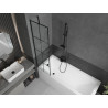 Mexen Cubik rechteckige Badewanne 160 x 70 cm mit Verkleidung und 1-flügeliger Duschwand 50 cm, schwarzes Muster