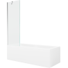 Mexen Cubik Rechteckige Badewanne 160 x 70 cm mit Verkleidung und 1-flügeliger Duschabtrennung 60 cm, transparent, Chrom