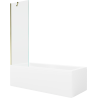 Mexen Cubik rechteckige Badewanne 160 x 70 cm mit Verkleidung und 1-flügeliger Duschwand 60 cm, transparent, gold