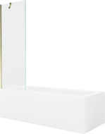 Mexen Cubik rechteckige Badewanne 160 x 70 cm mit Verkleidung und 1-flügeliger Duschwand 60 cm, transparent, gold