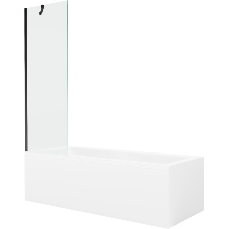 Mexen Cubik Rechteckige Badewanne 160 x 70 cm mit Verkleidung und 1-flügeliger Abtrennung 60 cm, transparent, schwarz