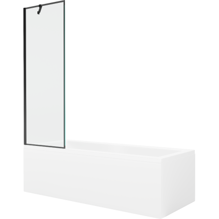 Mexen Cubik Rechteckige Wanne 160 x 70 cm mit Verkleidung und 1-flügeliger Trennwand 60 cm, schwarzes Muster