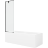 Mexen Cubik Rechteckige Wanne 160 x 70 cm mit Verkleidung und 1-flügeliger Trennwand 60 cm, schwarzes Muster