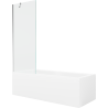 Mexen Cubik Rechteckige Badewanne 160 x 70 cm mit Verkleidung und 1-flügeliger Trennwand 70 cm, transparent, Chrom