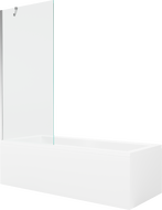 Mexen Cubik Rechteckige Badewanne 160 x 70 cm mit Verkleidung und 1-flügeliger Trennwand 80 cm, transparent, chrom
