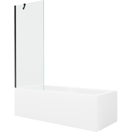 Mexen Cubik Rechteckige Badewanne 160 x 70 cm mit Verkleidung und 1-flügeliger Trennwand 70 cm, transparent, schwarz