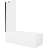 Mexen Cubik Rechteckige Badewanne 160 x 70 cm mit Verkleidung und 1-flügeliger Trennwand 70 cm, transparent, schwarz