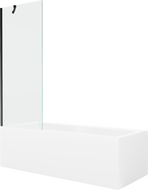 Mexen Cubik Rechteckige Badewanne 160 x 70 cm mit Verkleidung und 1-flügeliger Trennwand 70 cm, transparent, schwarz