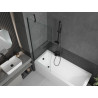 Mexen Cubik Rechteckige Badewanne 160 x 70 cm mit Verkleidung und 1-flügeliger Trennwand 70 cm, transparent, schwarz