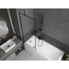 Mexen Cubik Rechteckige Badewanne 160 x 70 cm mit Verkleidung und 1-flügeliger Duschabtrennung 70 cm, schwarzes Muster