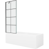 Mexen Cubik Rechteckige Wanne 160 x 70 cm mit Verkleidung und 1-flügeliger Schirm 70 cm, schwarzes Muster
