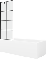 Mexen Cubik Rechteckige Wanne 160 x 70 cm mit Verkleidung und 1-flügeliger Schirm 70 cm, schwarzes Muster