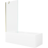 Mexen Cubik Rechteckige Badewanne 160 x 70 cm mit Verkleidung und 1-flügeliger Duschwand 80 cm, transparent, gold