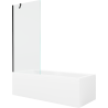 Mexen Cubik Rechteckige Badewanne 160 x 70 cm mit Verkleidung und 1-flügeliger Duschwand 80 cm, transparent, schwarz