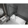 Mexen Cubik Rechteckige Badewanne 160 x 70 cm mit Verkleidung und 1-flügeliger Duschwand 80 cm, schwarzes Muster