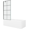 Mexen Cubik rechteckige Badewanne 160 x 70 cm mit Verkleidung und 1-flügeliger Abtrennung 80 cm, schwarzes Muster