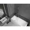 Mexen Cubik rechteckige Badewanne 160 x 70 cm mit Verkleidung und 1-flügeliger Abtrennung 90 cm, transparent, chrom