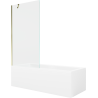 Mexen Cubik Rechteckige Badewanne 160 x 70 cm mit Verkleidung und 1-flügeligem Paravent 90 cm, transparent, gold