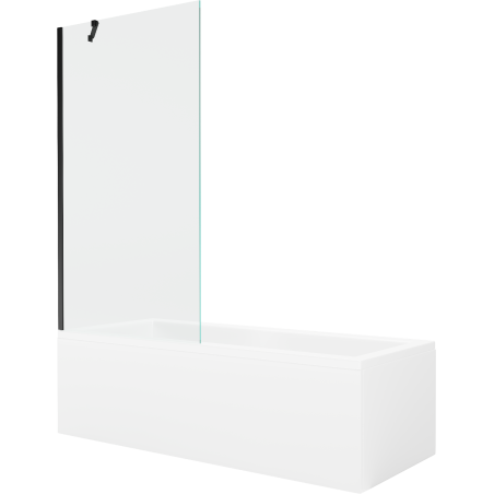 Mexen Cubik rechteckige Badewanne 160 x 70 cm mit Verkleidung und 1-flügeliger Duschabtrennung 90 cm, transparent, schwarz