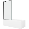 Mexen Cubik Rechteckige Badewanne 160 x 70 cm mit Verkleidung und 1-flügeliger Trennwand 90 cm, schwarzes Muster