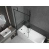 Mexen Cubik Rechteckige Badewanne 160 x 70 cm mit Verkleidung und 1-flügeliger Trennwand 90 cm, schwarzes Muster