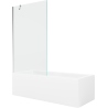 Mexen Cubik Rechteckige Badewanne 160 x 70 cm mit Verkleidung und einflügeliger Trennwand 100 cm, transparent, Chrom